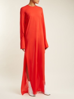 Summa - Round-neck Silk Maxi Dress - Red