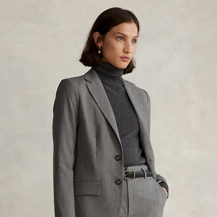 grey wool blazer womens