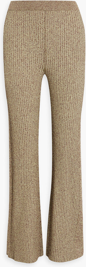 Ganni Mélange ribbed-knit flared pants