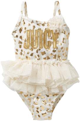 Juicy Couture Gold Foil Animal Print Tutu One Piece Swimsuit (Baby Girls 3-9M)
