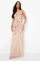 Thumbnail for your product : boohoo Bridesmaid Hand Embellished One Shoulder Maxi