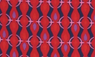London Times Tie Neck Cold Shoulder Geometric Print Sheath Dress