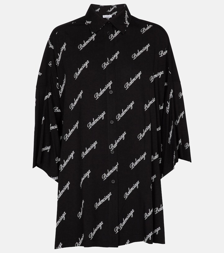 Balenciaga Logo silk shirt - ShopStyle Short Sleeve Tops