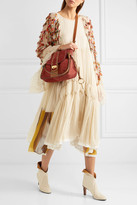 Thumbnail for your product : Chloé Lexa Studded Leather-trimmed Suede Shoulder Bag - Brick