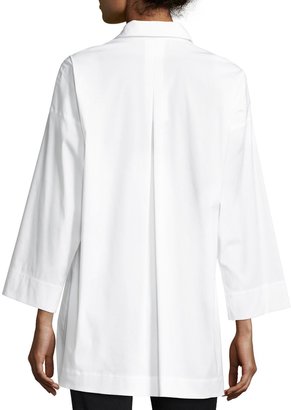 Lafayette 148 New York Hensley Stretch-Cotton Blouse, White, Plus Size