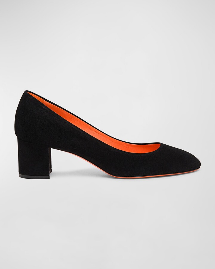 Santoni Flight Suede Block-Heel Pumps
