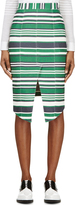 Thumbnail for your product : Thom Browne Green Striped Front Vent Pencil Skirt