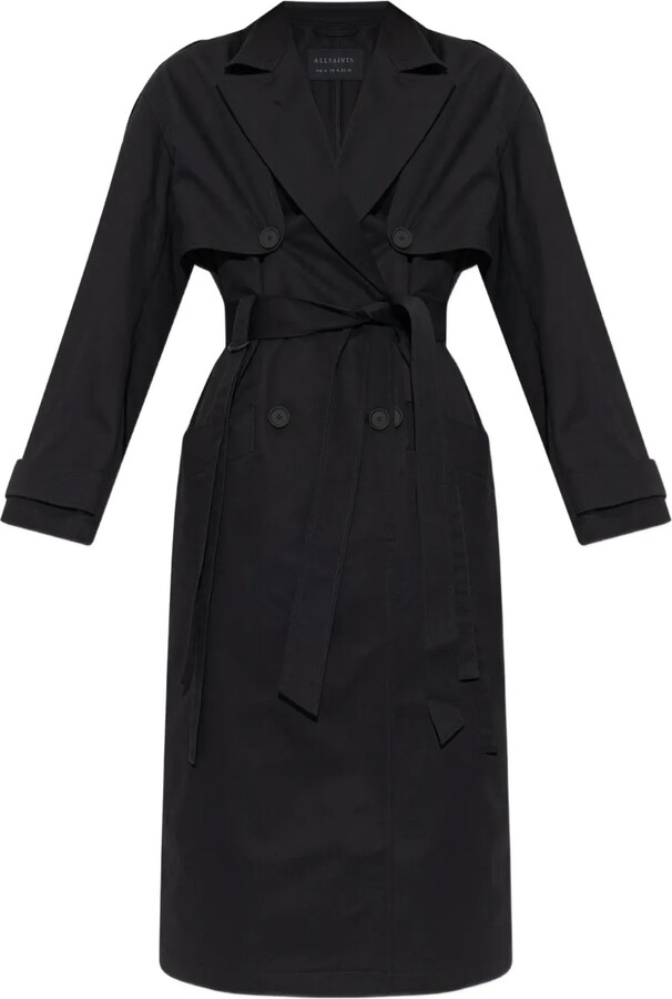 AllSaints Double-Breasted Belted Trench Coat