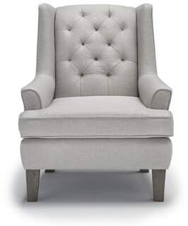 Jermaine Wingback Chair Gracie Oaks Body Fabric: Sand Beige-23539, Leg Color: Distressed Pecan