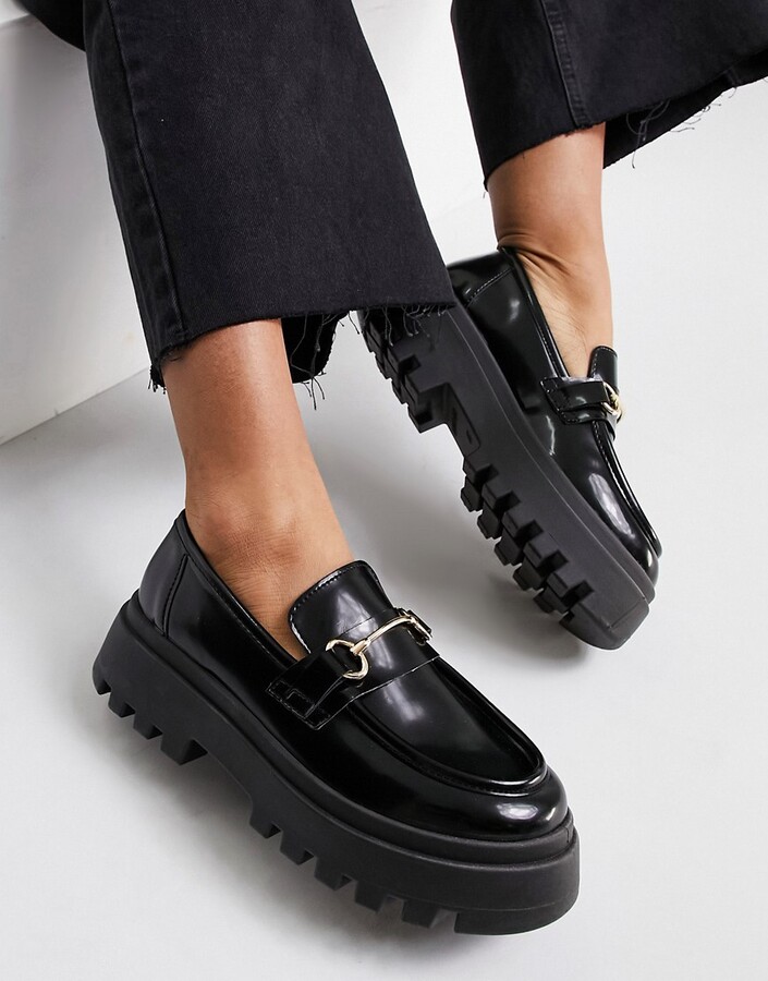 DESIGN chunky loafers in black ShopStyle