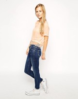 Thumbnail for your product : ASOS Cropped T-Shirt In Textured Fabric With Lace Hem