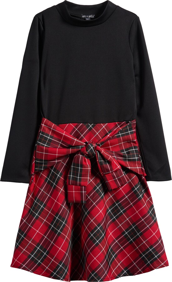 Ava & Yelly Kids' Ponté Plaid Skirt Dress