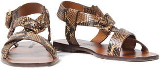 Zimmermann Knotted Snake-effect Leather Slingback Sandals
