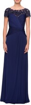 Thumbnail for your product : La Femme Ruched Jersey Short-Sleeve Gown