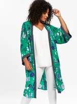 Thumbnail for your product : Evans Green Floral Print Spotted Kimono