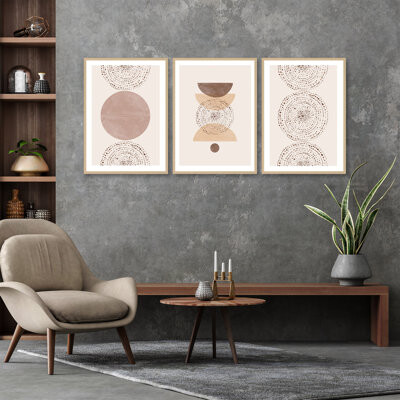 Ready2hangart Boho by The Miuus Studio - 3 Piece Picture Frame Print Set on Wood