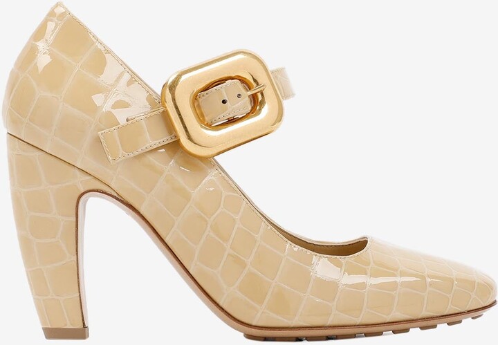 Bottega Veneta Mostra 90 Mary Jane Pump in Croc-Embossed Leather