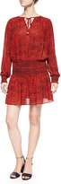 Thumbnail for your product : MICHAEL Michael Kors Sunari Graphic-Print Smocked Dress, Red