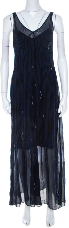Isabel Marant Navy Blue Chiffon Sleeveless Cassidy Maxi Dress S