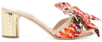 Casadei checked bow detail mules
