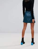Thumbnail for your product : MANGO Faux Leather Button Front Mini Skirt