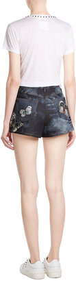 Valentino Denim Shorts with Embroidered Butterflies