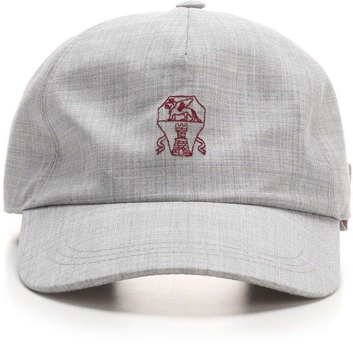 Grey Crest-embroidered Wool Baseball Cap MATCHESFASHION Men Accessories Headwear Caps Mens 