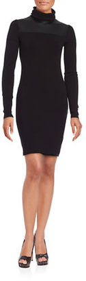 Bailey 44 Leatherette Panel Accented Long Sleeve Bodycon Dress