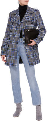 Michael Kors Collection Double-Breasted Plaid Wool-Blend Coat