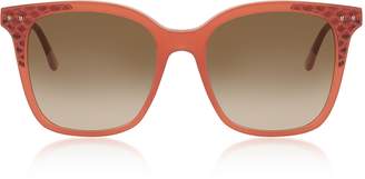 Bottega Veneta BV0118S 003 Matte Pink Acetate and Leather Women's Sunglasses