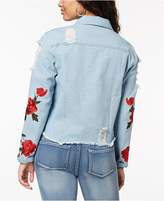 Thumbnail for your product : Say What Juniors' Ripped Embroidered Denim Jacket