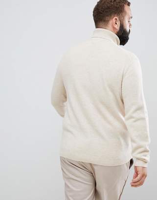 ASOS DESIGN Plus lambswool roll neck sweater in oatmeal