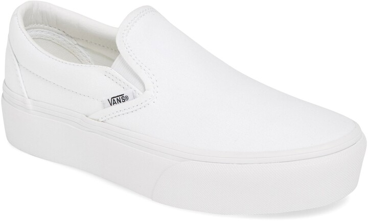 white slip on vans for sale