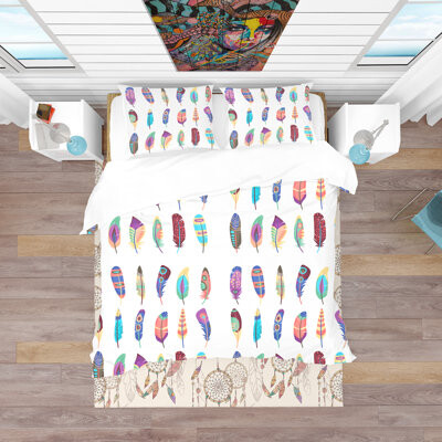 Design Art White Microfiber Modern & Contemporary Duvet Cover Set