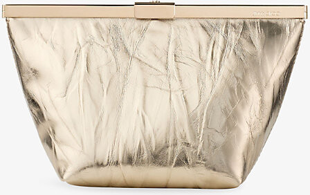 Jimmy Choo Womens Light Platinum/Light Ganache Metallic-Leather Clutch Bag 1 Size