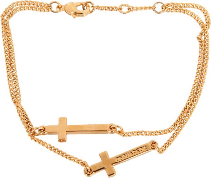 DSQUARED2 Double Cross Logo-Engraved Bracelet