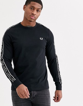 Fred Perry long sleeve t-shirt with side taping in black