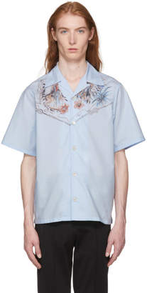 Prada Blue Celeste Native Floral Print Shirt