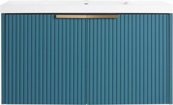 KUNMINGZHUANGZHEN 36" Wall Mounted Bathroom Vanity With Resin Sink & 2 Soft-Close Doors