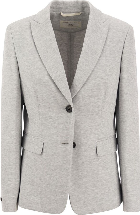 Peserico Single-Breasted Fitted Waist Blazer