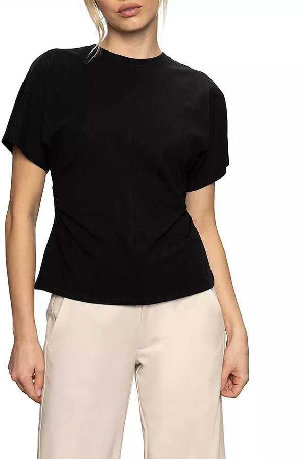 Sanctuary Shirred Waist Dolman Tee In Black