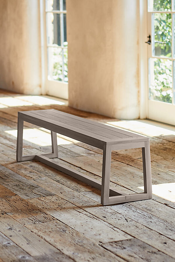 Knoll Slatted Teak Dining Bench at Terrain