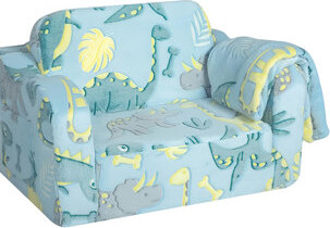 Zoomie Kids For - Foam Cushioned. Blue Linen. Wood Frame. 2, Soft And Engrossing. Modern Absorption Play Comfy Couch. Linen Covered, Framed. 2 Seats, Cushion Back