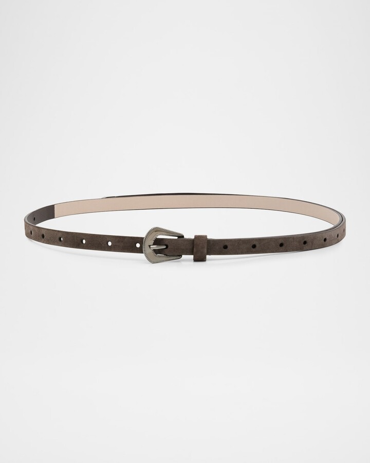 Brunello Cucinelli Suede Carved Leather Belt