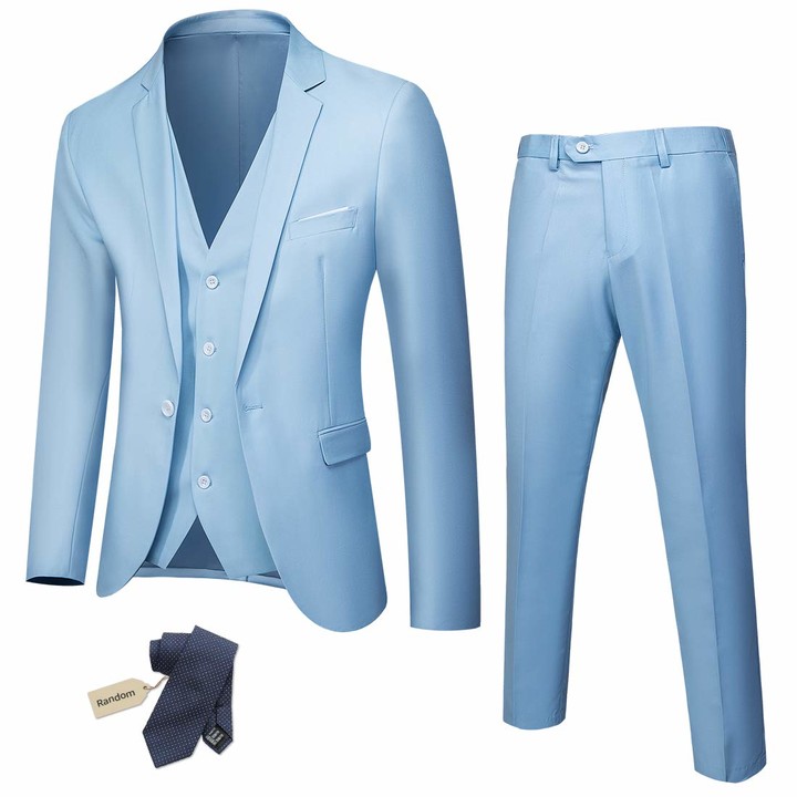 YND Men's Slim Fit 3 Piece Suit One Button Jacket Vest Pants Set with ...