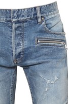 Thumbnail for your product : Balmain 15cm Slim Cotton Denim Biker Jeans
