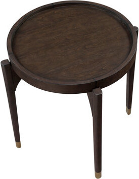 Latitude Run Round End Table Solid Wood Legs With Metallic Tip Classic Luxury Living Room Furniture 1Pc Side Table