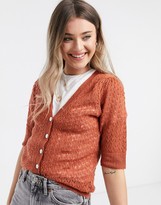 Thumbnail for your product : JDY puff v neck short sleeve cardigan in red