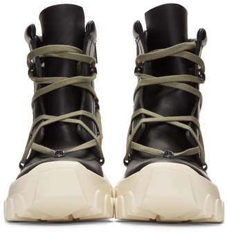 Rick Owens Black and White Hiking Lace-Up Boots