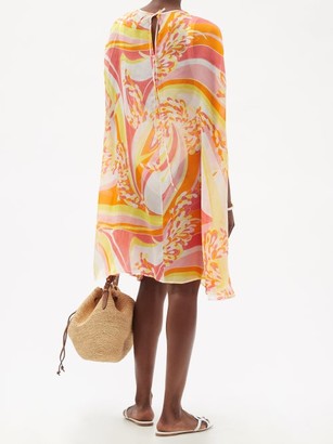 Emilio Pucci Lilly-print Silk-georgette Mini Cape Dress - Orange Print